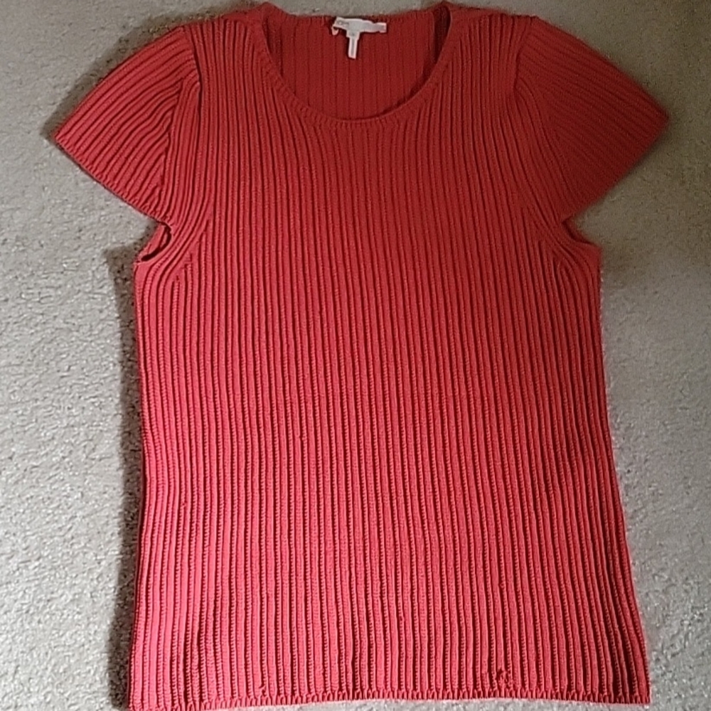 Pink Ribbed Fitted Short Sleeve Tee